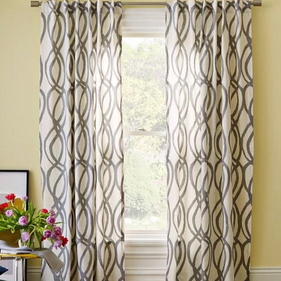 West Elm Accents Cotton Canvas Scribble Lattice Curtains Set Of 2